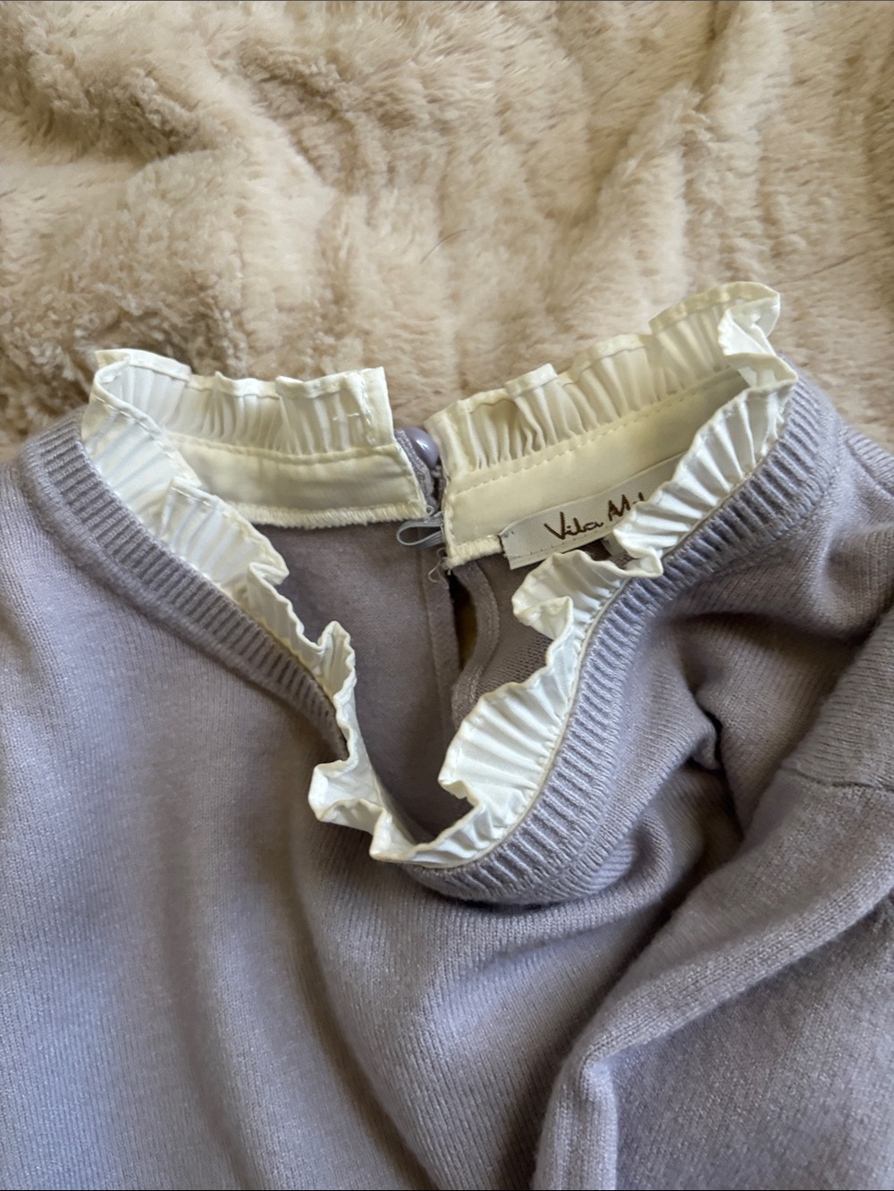 Women’s Lilac Layered-Ruffle Pullover with Cream Pleated Trim - Picture 8 of 8